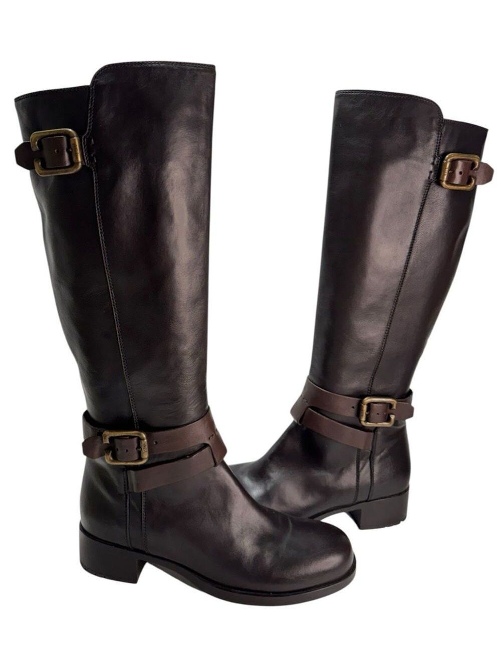 AGL Dark Brown Leather Knee High Boots Women's Sz 39 US 9